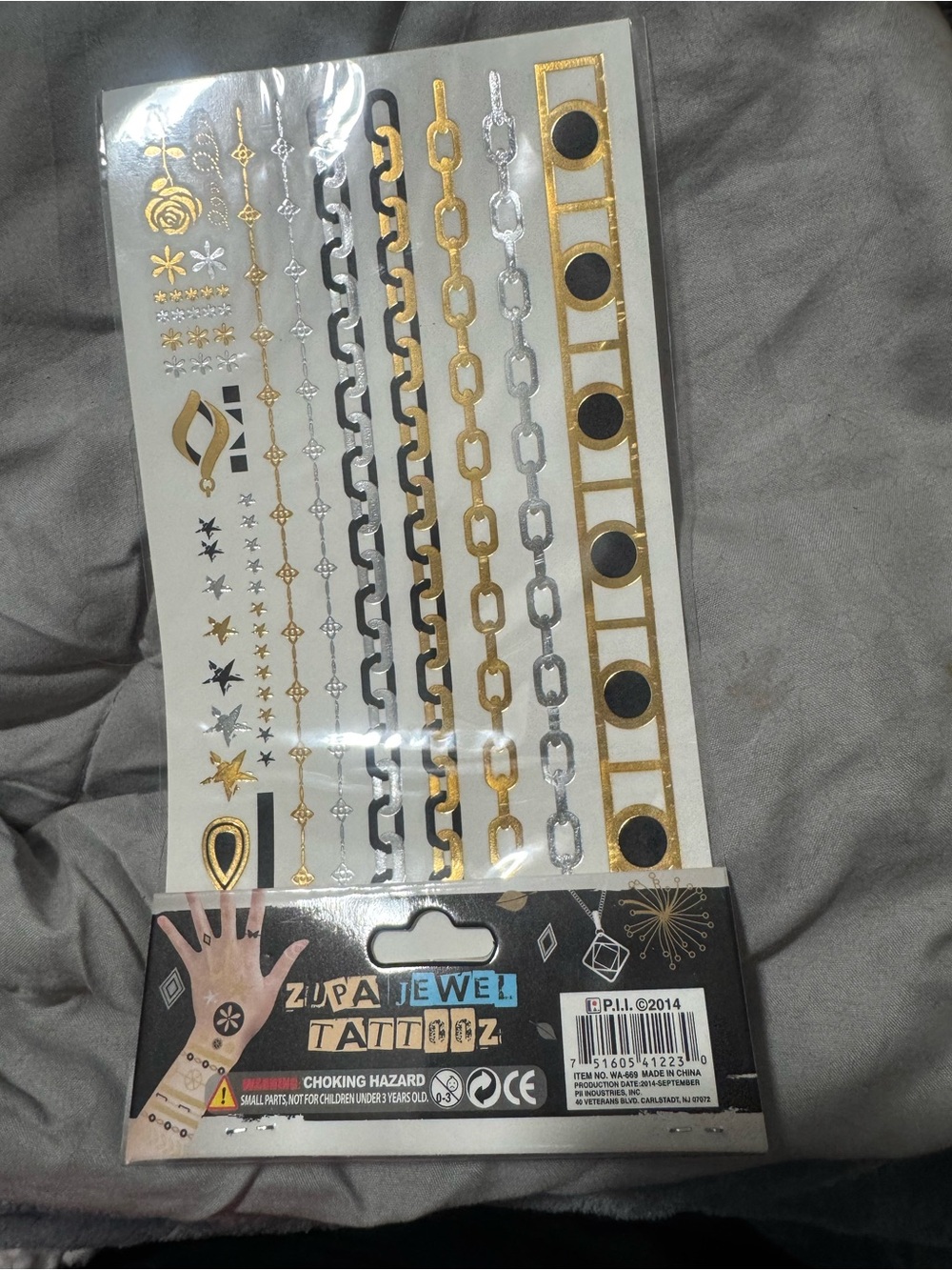 Gold & Silver Metallic Chain Temporary Tattoo Sheet